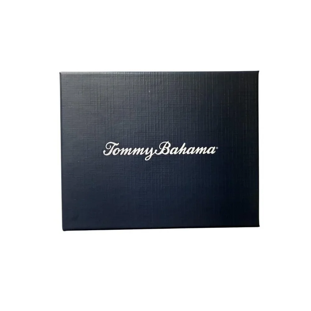 Tommy Bahama Mens Tan Leather Laced Wallet Slotted Card Case Gift Boxed New
